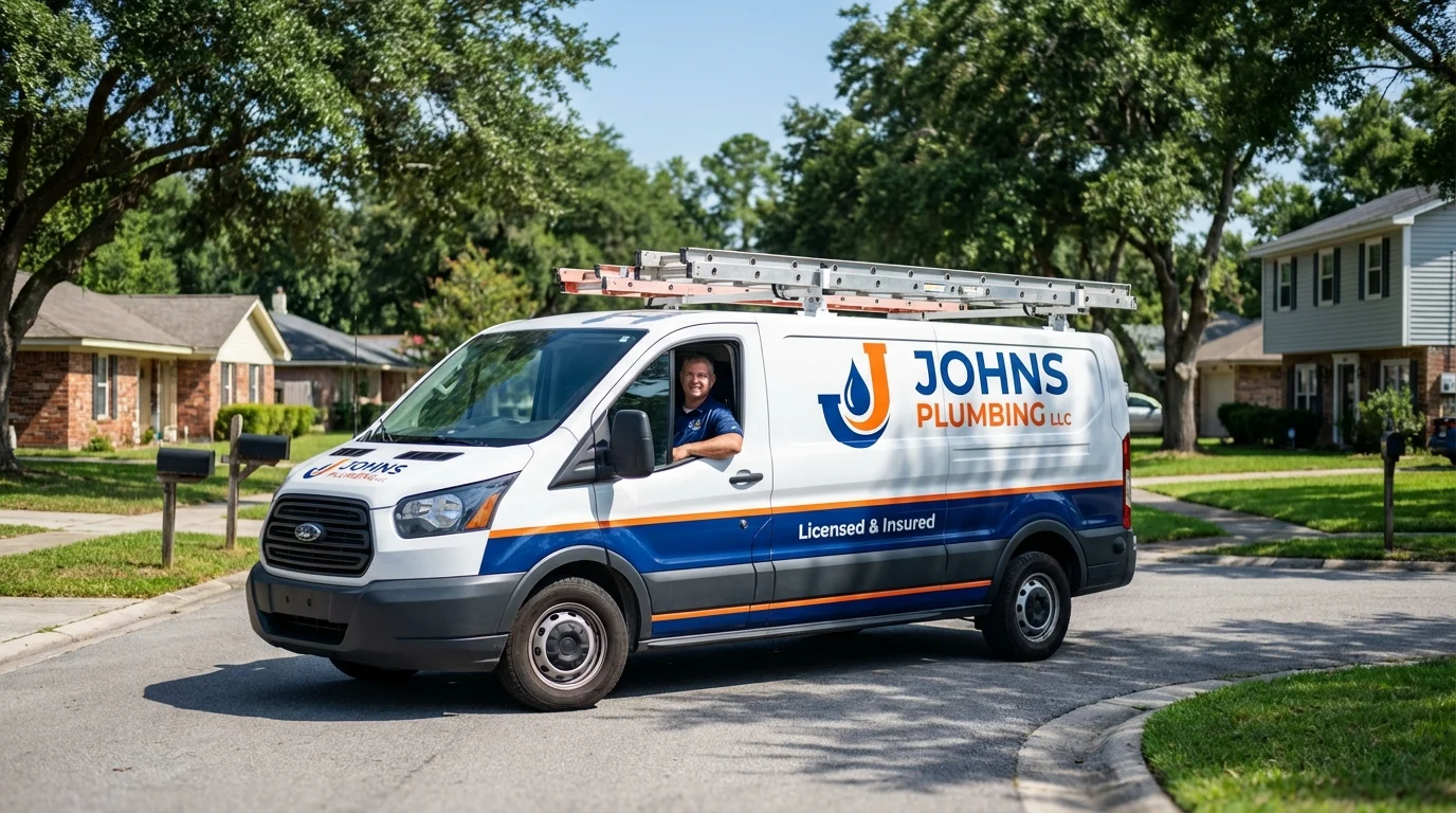 Johns Plumbing LLC service van in East Prairie, MO