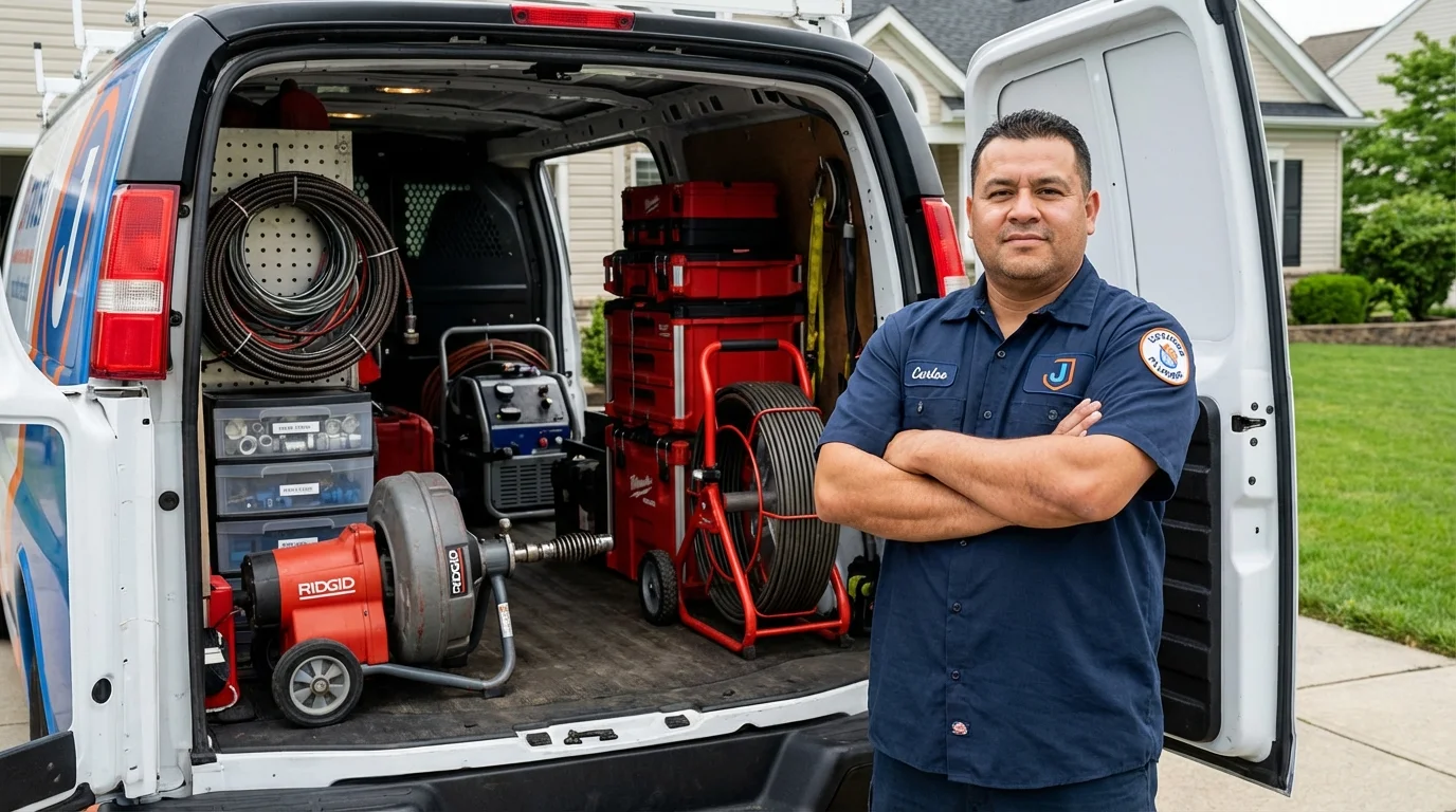 Professional drain cleaning equipment and Johns Plumbing LLC plumber in East Prairie
