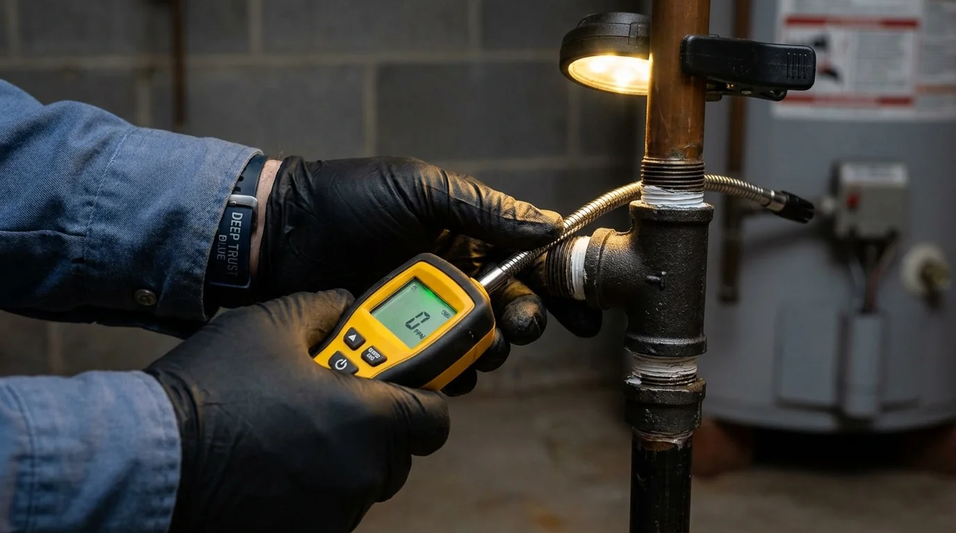 Gas leak detection with electronic sniffer by Johns Plumbing LLC in East Prairie