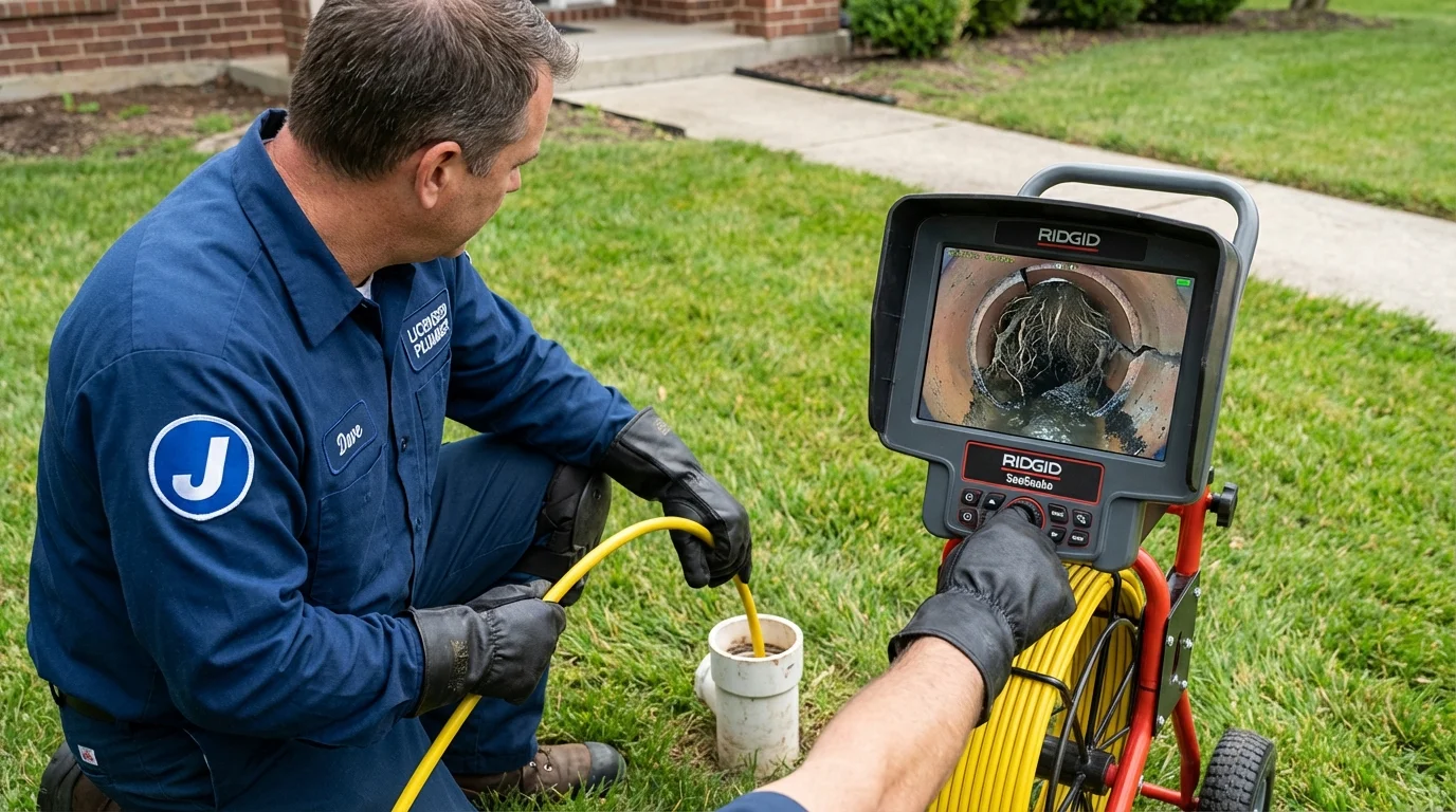 Sewer camera inspection being performed by Johns Plumbing LLC in East Prairie