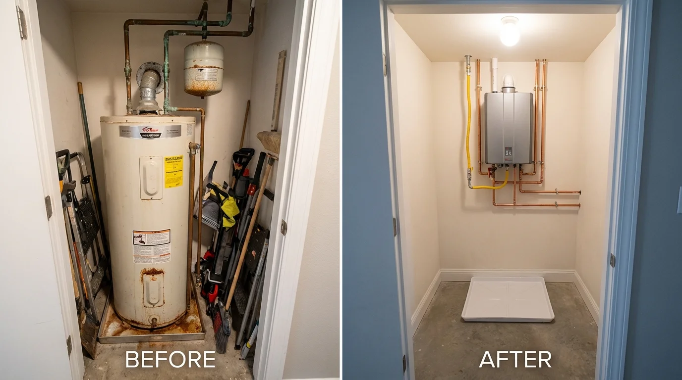 Tank water heater versus wall-mounted tankless unit comparison for East Prairie, MO homeowners