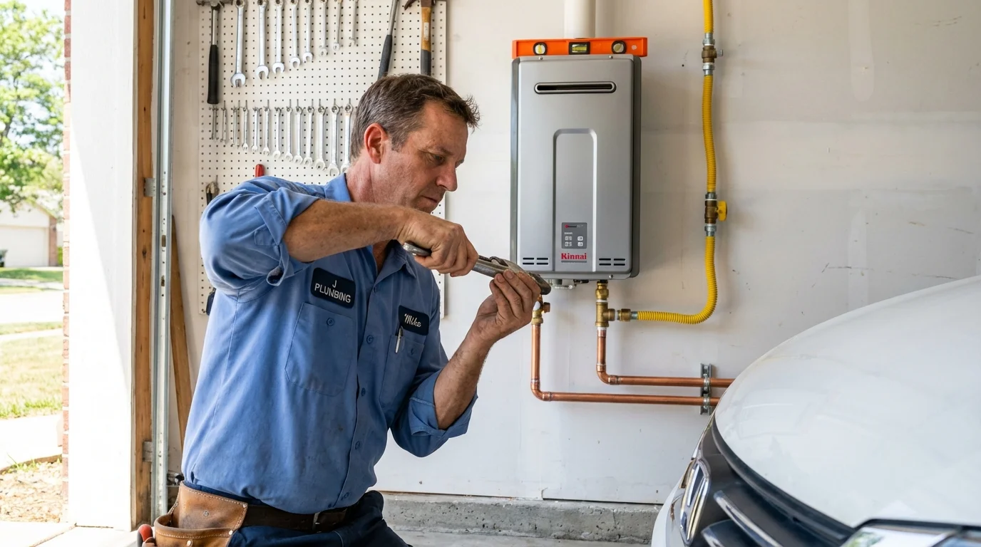 Tankless water heater installation by a Johns Plumbing LLC plumber in East Prairie
